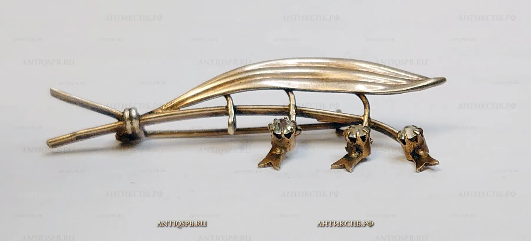 Брошь серебряная "Ландыши". ОЮ5. СССР. Вт. пол. ХХ века. №21656